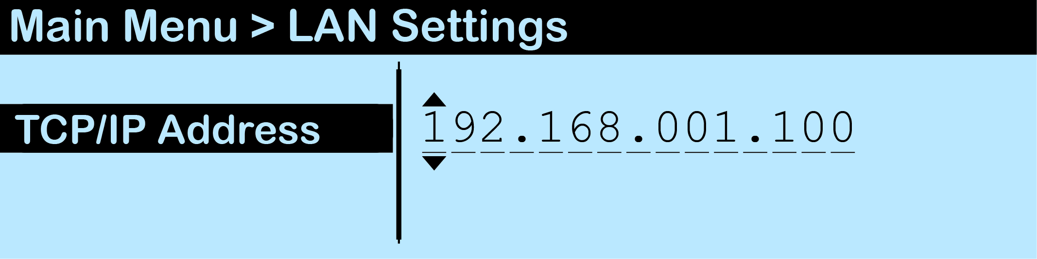 TCP/IP Address screen